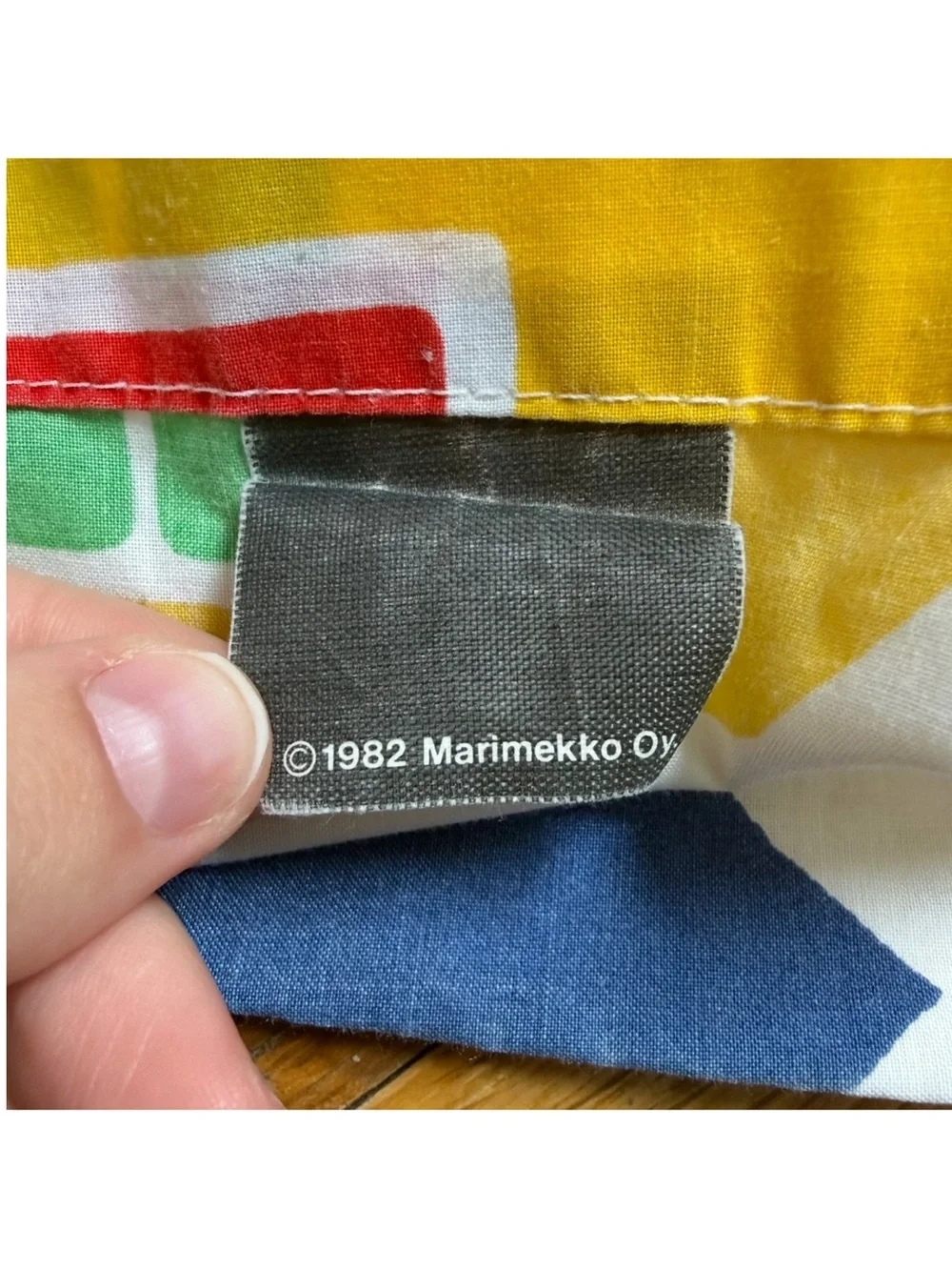 Vintage 1982 Marimekko Dan River Bo Boo Schoolhouse Pillow Case Primary Colors